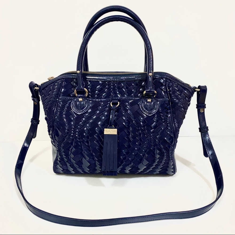 Cole Haan Navy Weave Crossbody Satchel